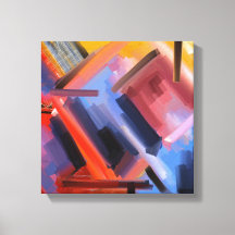 Modern Red Orange Black Pink Blue Abstraction