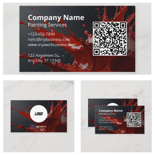 Modern Red Painter QR Code Business Card