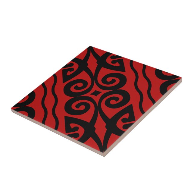 Modern Red Pattern Ceramic Tile (Side)