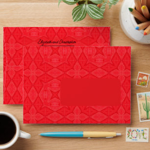 Modern Red Pattern Custom Return Address Envelope