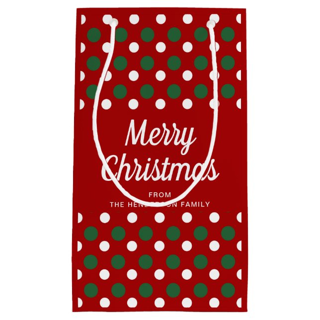 Modern Red Pattern Merry Christmas Small Gift Bag (Front)