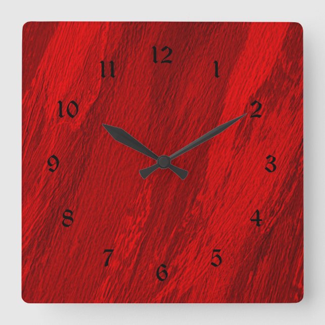 Modern Red Pattern Square Wall Clock (Front)