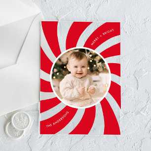Modern Red Peppermint Swirl Holiday Acrylic Invitations