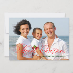 Modern Red Photo Christmas Holiday Card