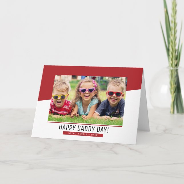 Modern Red Photo Father's Day Greeting Card (Front)