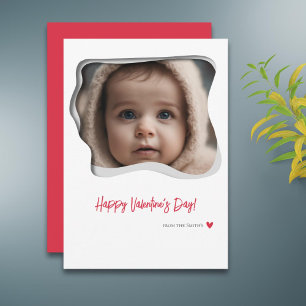 Modern Red Photo Valentines Day Holiday Card