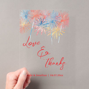 Modern Red Photo Wedding Thank You Card W Note Acrylic Invitations