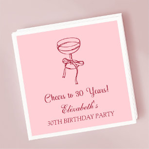 Modern Red&Pink Cheers to 30 years Birthday Napkin