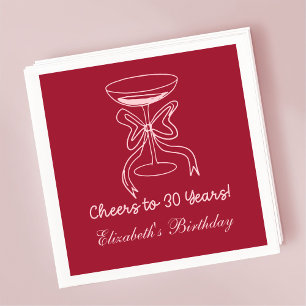 Modern Red&Pink Cheers to 30 years Birthday Napkin