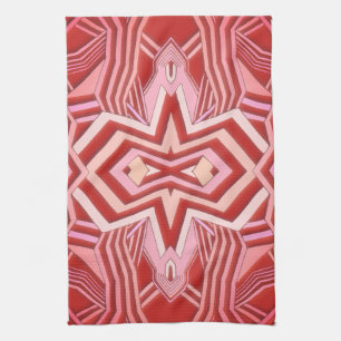 Modern Red Pink Geometric Tea Towel