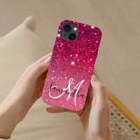 Modern Red & Pink Glitter Sparkles Name