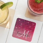 Modern Red & Pink Glitter Sparkles Name Square Paper Coaster<br><div class="desc">Introducing our sensational product: Modern Red & Pink Glitter Sparkles! Add a touch of glamour and pizzazz to your life with these mesmerising glitter sparkles, designed to captivate and dazzle all who lay eyes on them. Whether you're looking to adorn your personal belongings, create stunning crafts, or add a touch...</div>