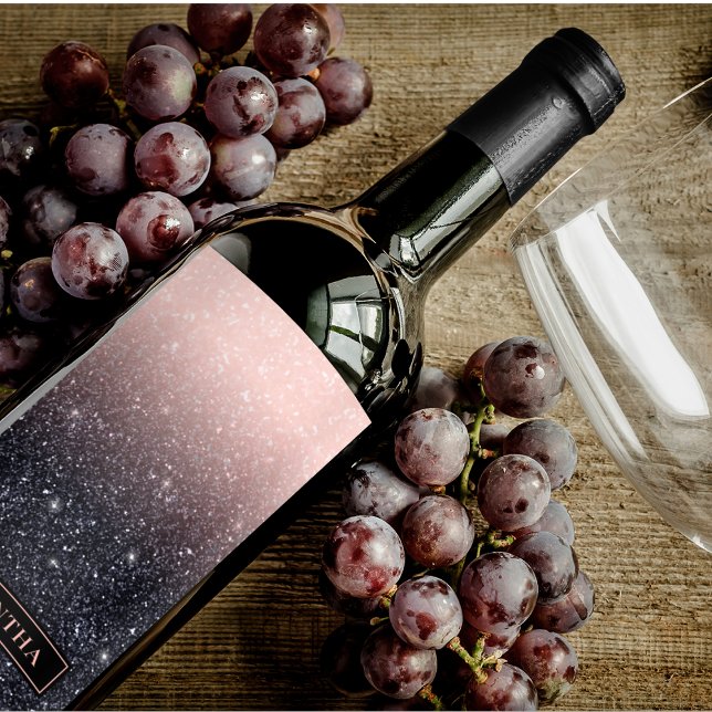 Modern Red & Pink Glitter Sparkles Name Wine Label (Creator Uploaded)