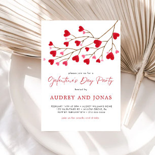 Modern Red Pink Hearts   Galentine's Day Party  Invitation