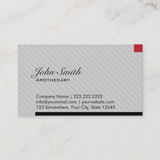 Modern Red Pixel Apothecary Business Card (Front)