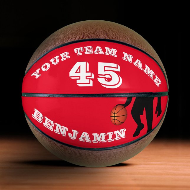 Modern Red Player Team Name Number Basketball (Creator Uploaded)