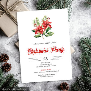 Modern Red Poinsettia Editable Design Christmas Invitation