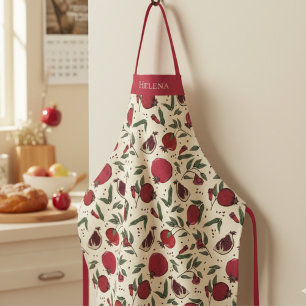 Modern Red Pomegranate Fruit Pattern Apron