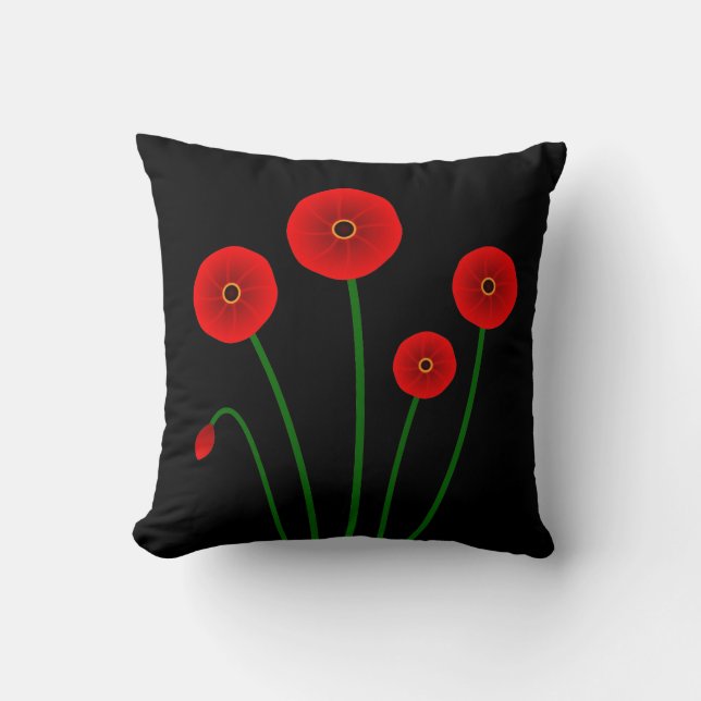 Modern Red Poppies Accent Pillow (Front)