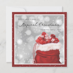 Modern Red Presents Magical Christmas Holiday Card