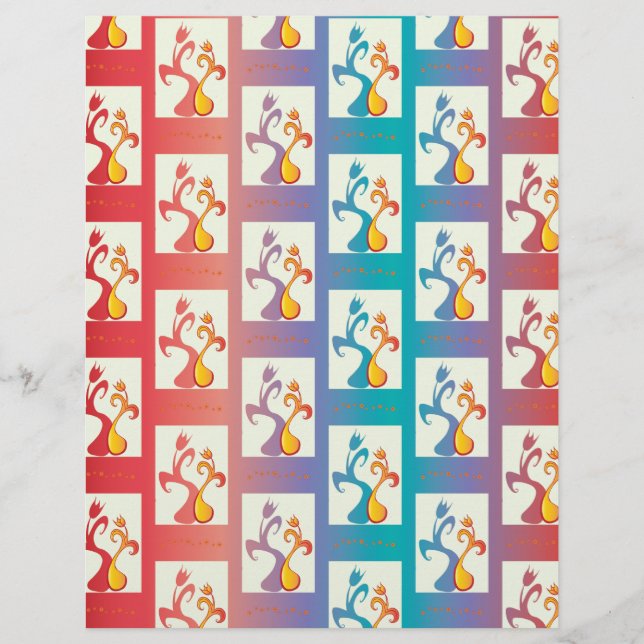 Modern Red, purple and blue Tulip Couple pattern (Front)