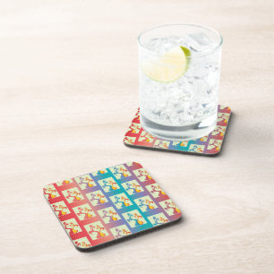 Modern Red, purple and blue Tulip Couple pattern Coaster