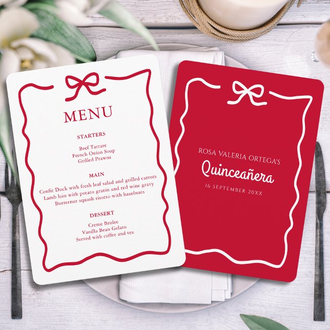 Modern Red Quinceanera Menu (Creator Uploaded)