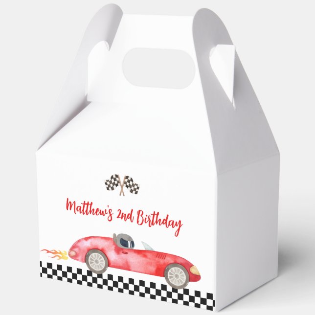 Modern Red Race Car Birthday Favour Box (Front)