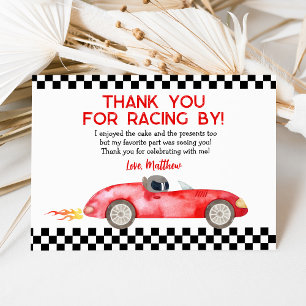 Modern Red Race Car Birthday Thank You Card