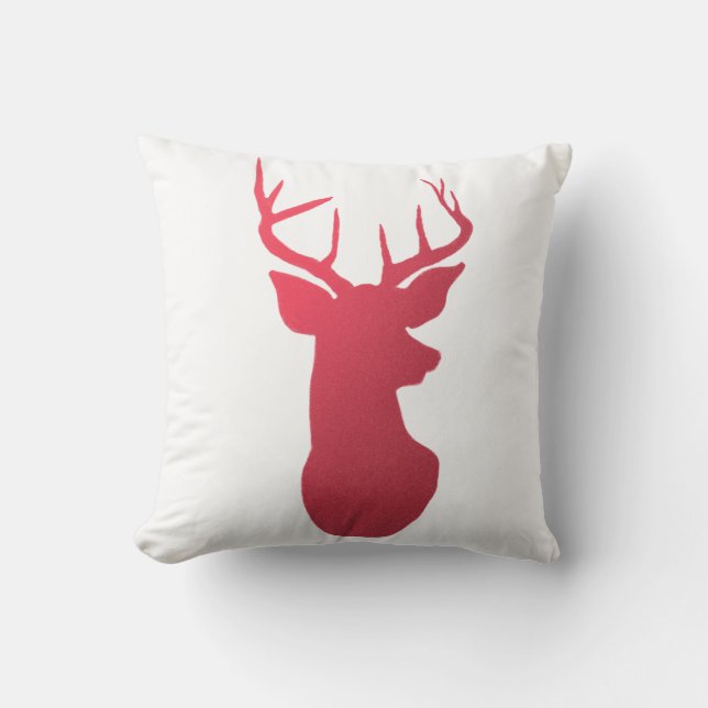 Modern Red Reindeer / Antler Nature Cushion (Front)