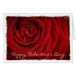 Modern Red Rose Custom Text Greeting Card