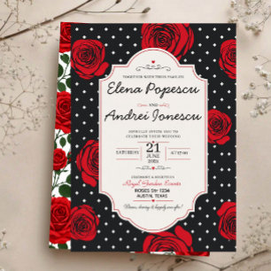 Modern Red Rose Elegant Black and Red Romantic Acrylic Invitations