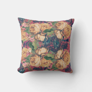 Modern Red Rose Floral Botanical Boho Cushion