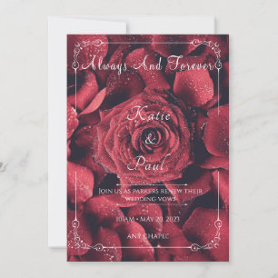 Modern Red Roses Elegant Summer Wedding Invitation