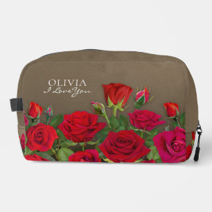 Modern Red Roses Garden Minimalist I Love Name Dopp Kit