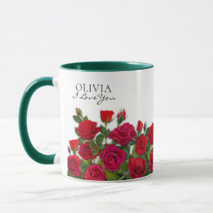 Modern Red Roses Garden Minimalist I Love Name Mug