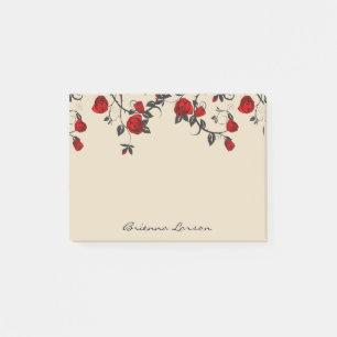 Modern Red Roses & Script Name Post-it Notes