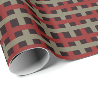 Modern Red Sage Black Christmas Plaid Wrapping Paper