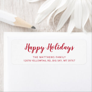Modern Red Script Christmas Return Address Label