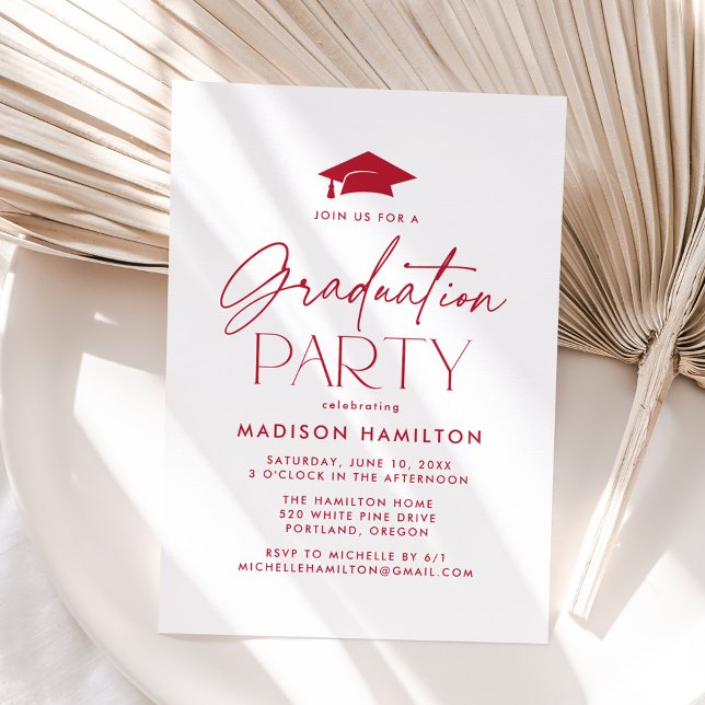 Modern Red Script Graduation Party Invitation (Creator Uploaded)