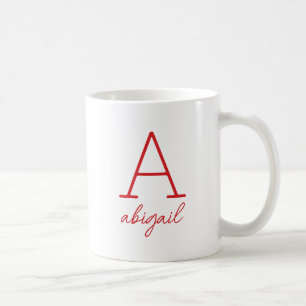 Modern Red Script Minimalist Simple Monogram Coffee Mug