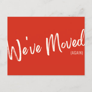 Modern Red Script We've Moved Moving Announcement Postcard