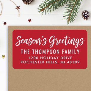Modern Red Seasons Greetings Script Label
