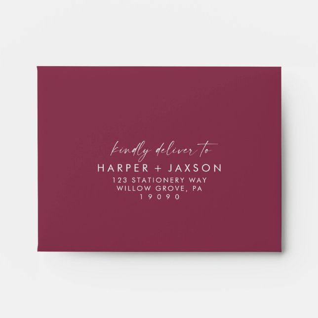 Modern Red Self-Addressed RSVP Envelope (Front)