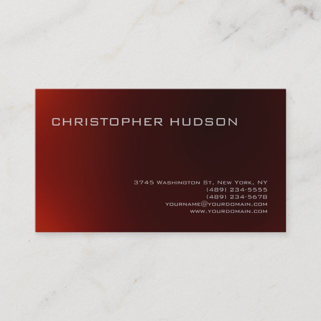 Modern Red Simple Plain Business Card (Front)