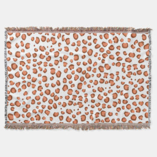 Modern Red Snow Leopard Animal Print Pattern Throw Blanket