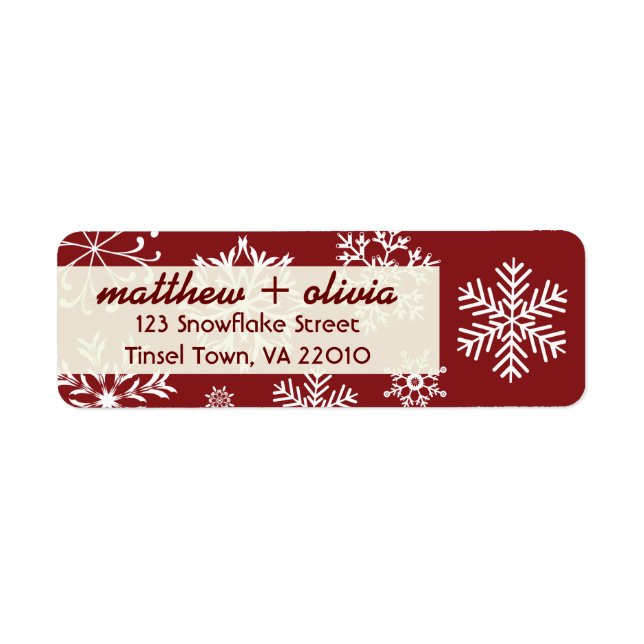 Modern Red Snowflakes Address Labels (Front)