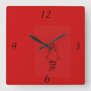 Modern Red Square Wall Clock Designer Clock