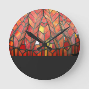 Modern Red Stained Glass Clock