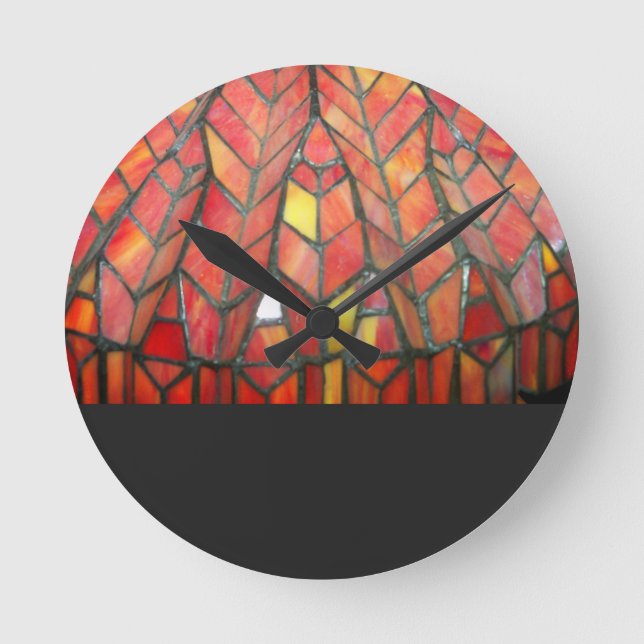 Modern Red Stained Glass Clock (Front)